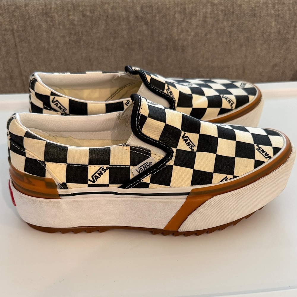 Vans Women's Checkerboard Slip-On Platform Sneakers - Black/White